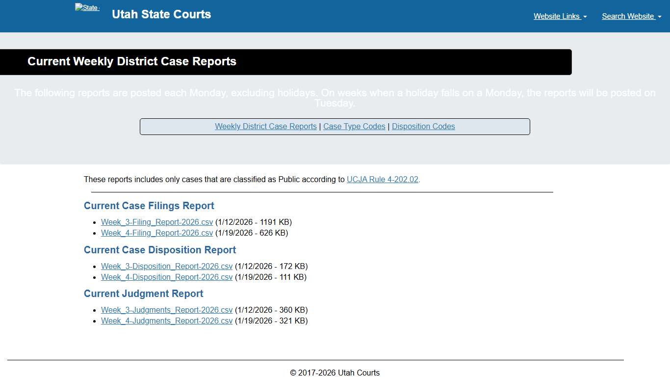 Current Weekly District Case Reports  - Utah Courts